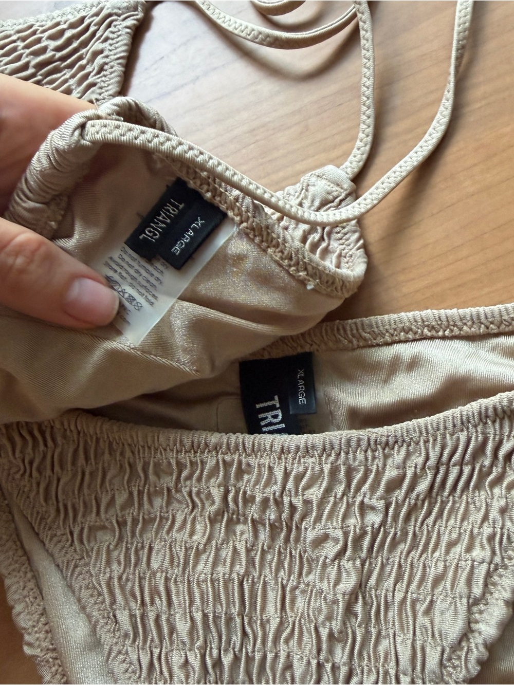 triangl swimwear Smocked Triangle Bikini in Beige - Picture 4 of 5